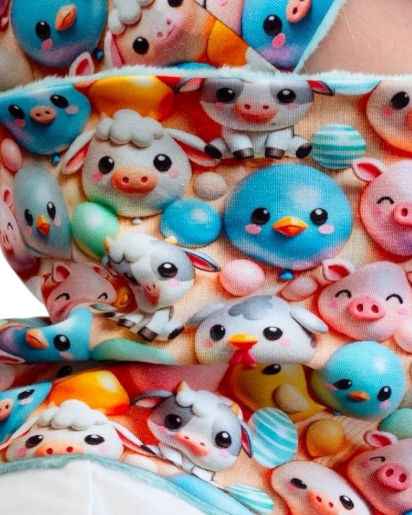 Set Cappello e Scaldacollo Fatto A Mano In Cotone Certificato Fantasia Animaletti