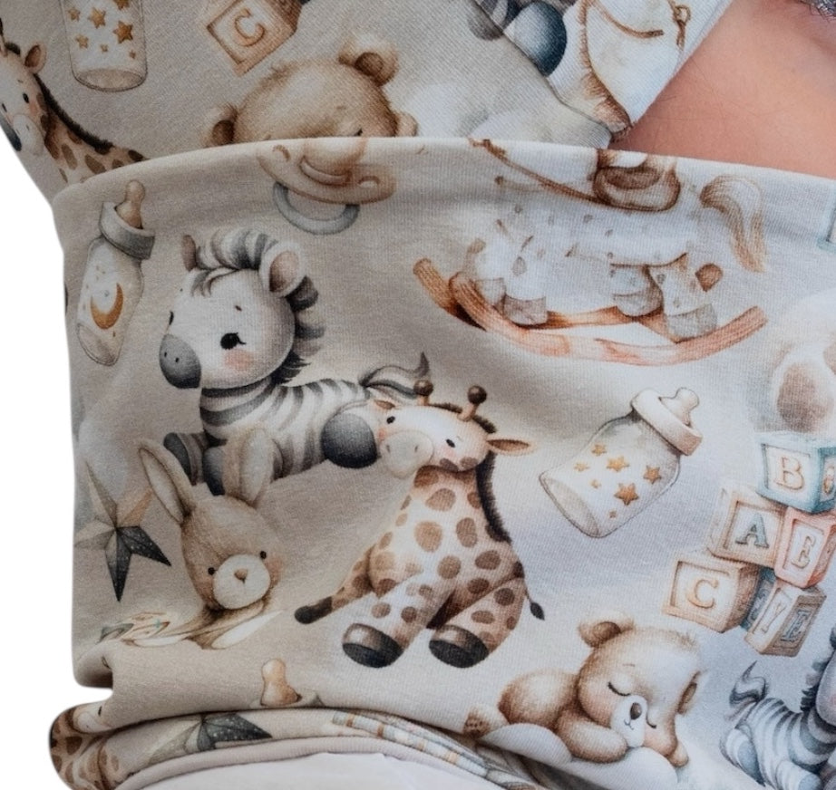 Set Cappello e Scaldacollo Fatto A Mano In Cotone Certificato Fantasia Animaletti