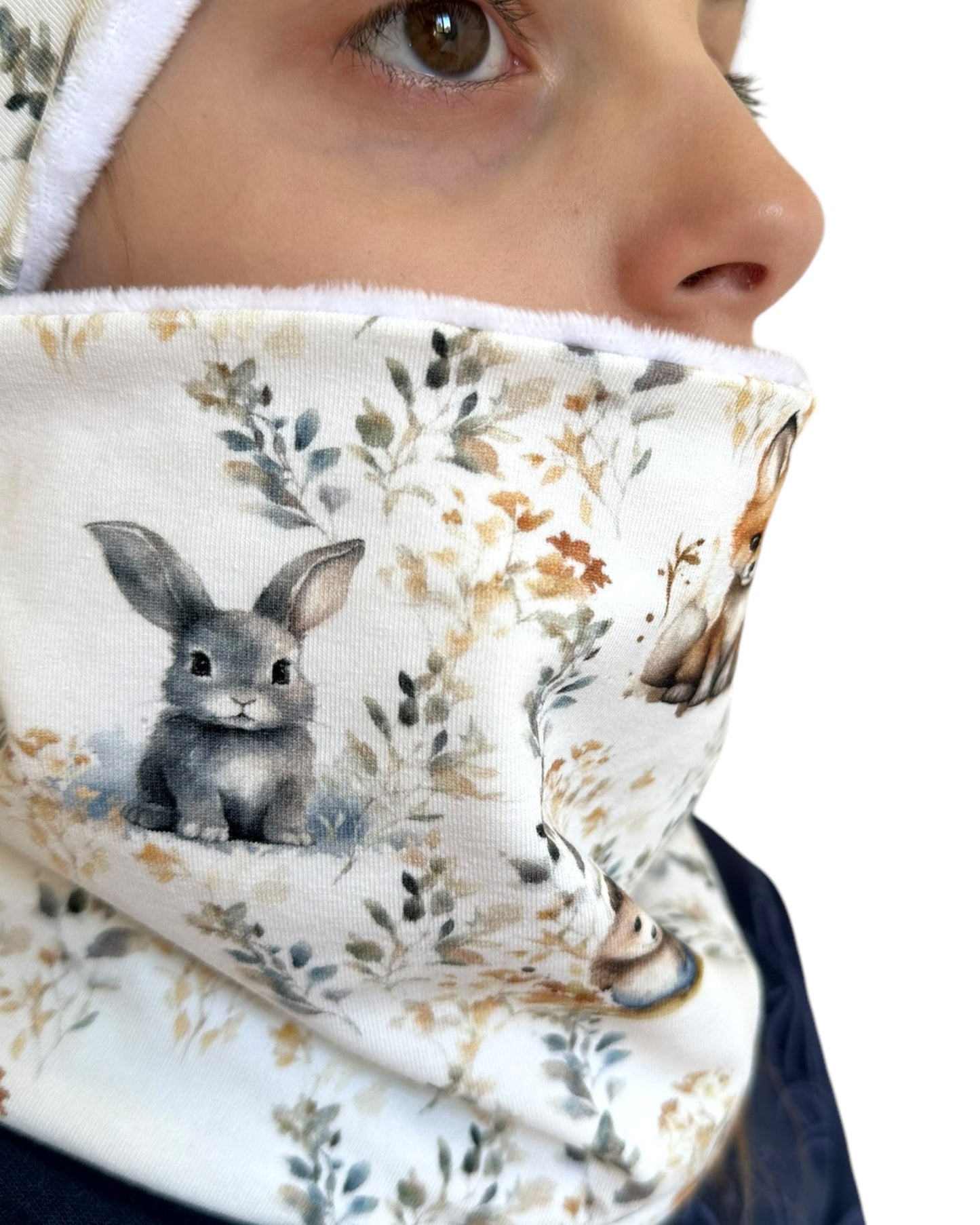 Set Cappello e Scaldacollo Fatto A Mano In Cotone Certificato Fantasia Volpi