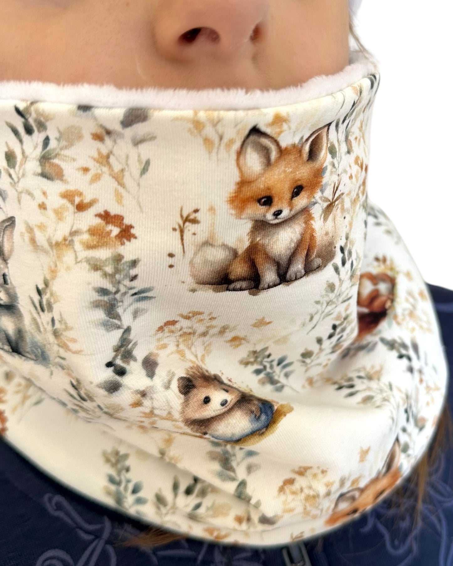 Set Cappello e Scaldacollo Fatto A Mano In Cotone Certificato Fantasia Volpi