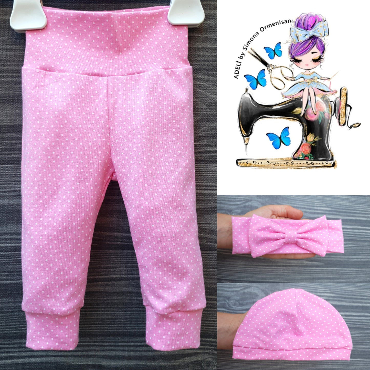 Completo pantaloncino, cappellino e fascia capelli