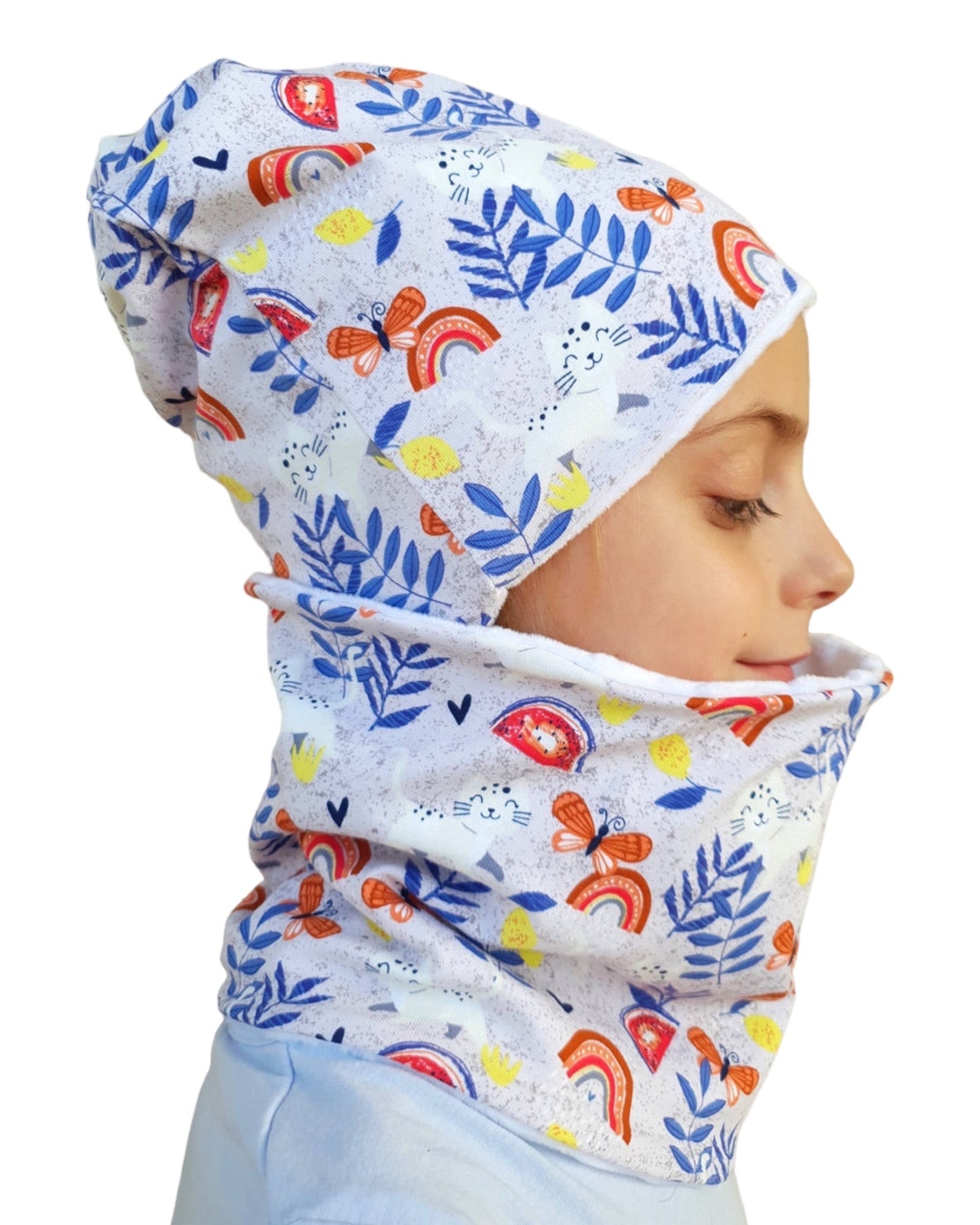 Set Cappello e Scaldacollo Bambina Fatto a Mano in Cotone Certificato