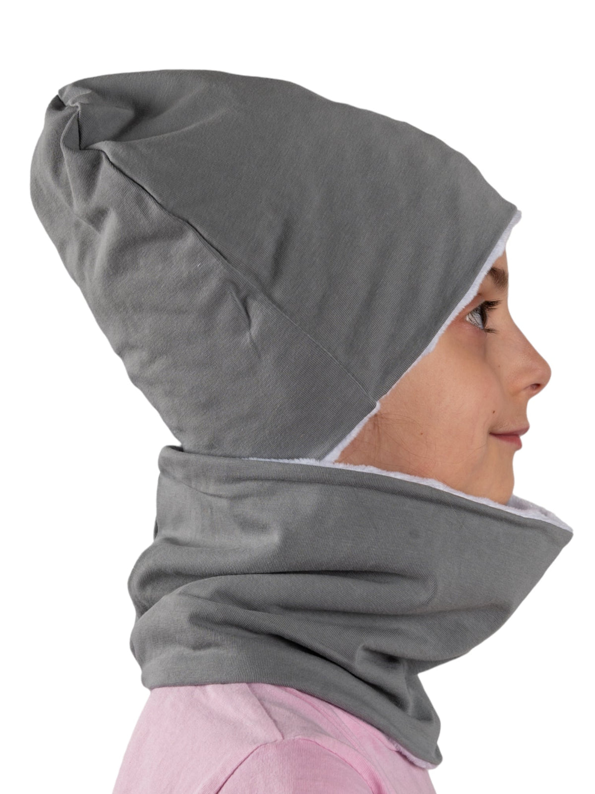 Set Cappello e Scaldacollo Grigio Fatto a Mano in Cotone Certificato