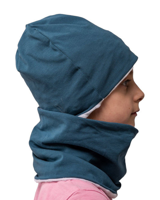 Set Cappello e Scaldacollo Verde Petrolio Fatto a Mano in Cotone Certificato