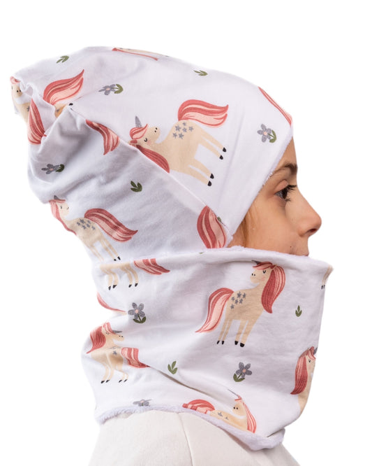 Set Cappello e Scaldacollo Bambina Fatto a Mano in Cotone Certificato