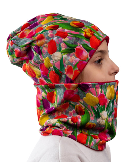Set Cappello e Scaldacollo Bambina Fatto a Mano in Cotone Certificato