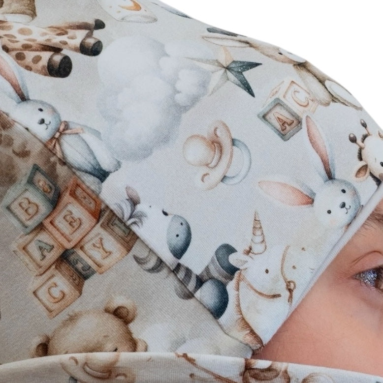 Set Cappello e Scaldacollo Fatto A Mano In Cotone Certificato Fantasia Animaletti