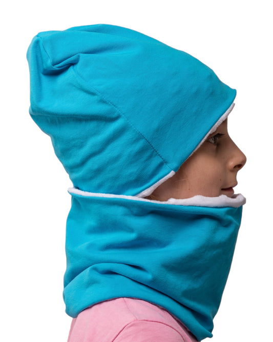 Set Cappello e Scaldacollo Turchese Fatto a Mano in Cotone Certificato