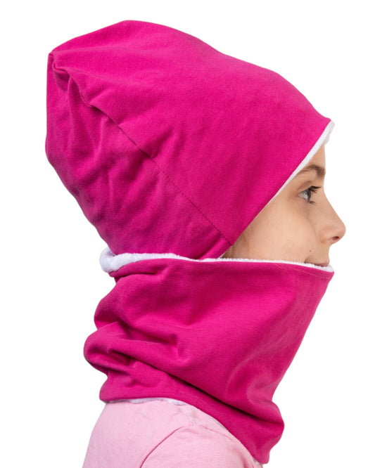 Set Cappello e Scaldacollo Fucsia Fatto a Mano in Cotone Certificato