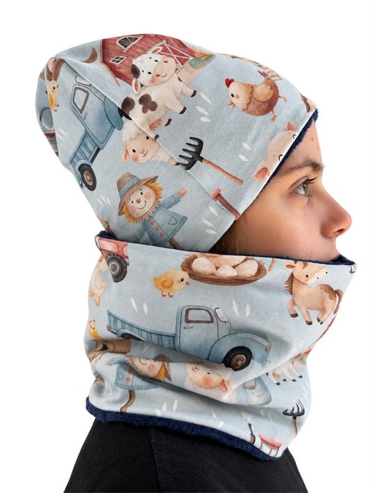 Set Cappello e Scaldacollo Bambino Fatto a Mano in Cotone Certificato