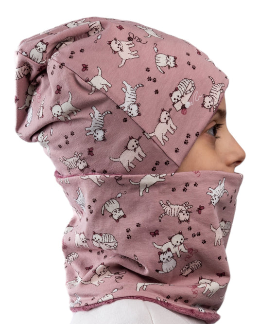 Set Cappello e Scaldacollo Bambina Fatto a Mano in Cotone Certificato