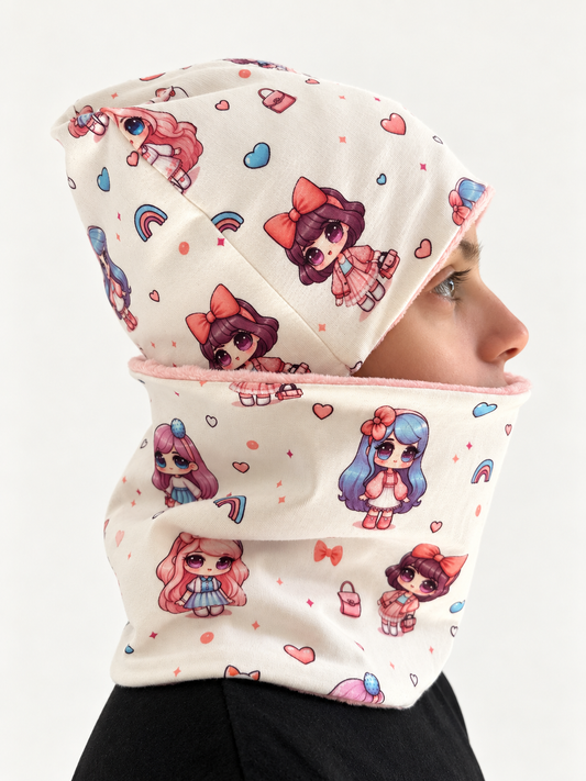 Set Cappello e Scaldacollo Bambina Fatto a Mano in Cotone Certificato