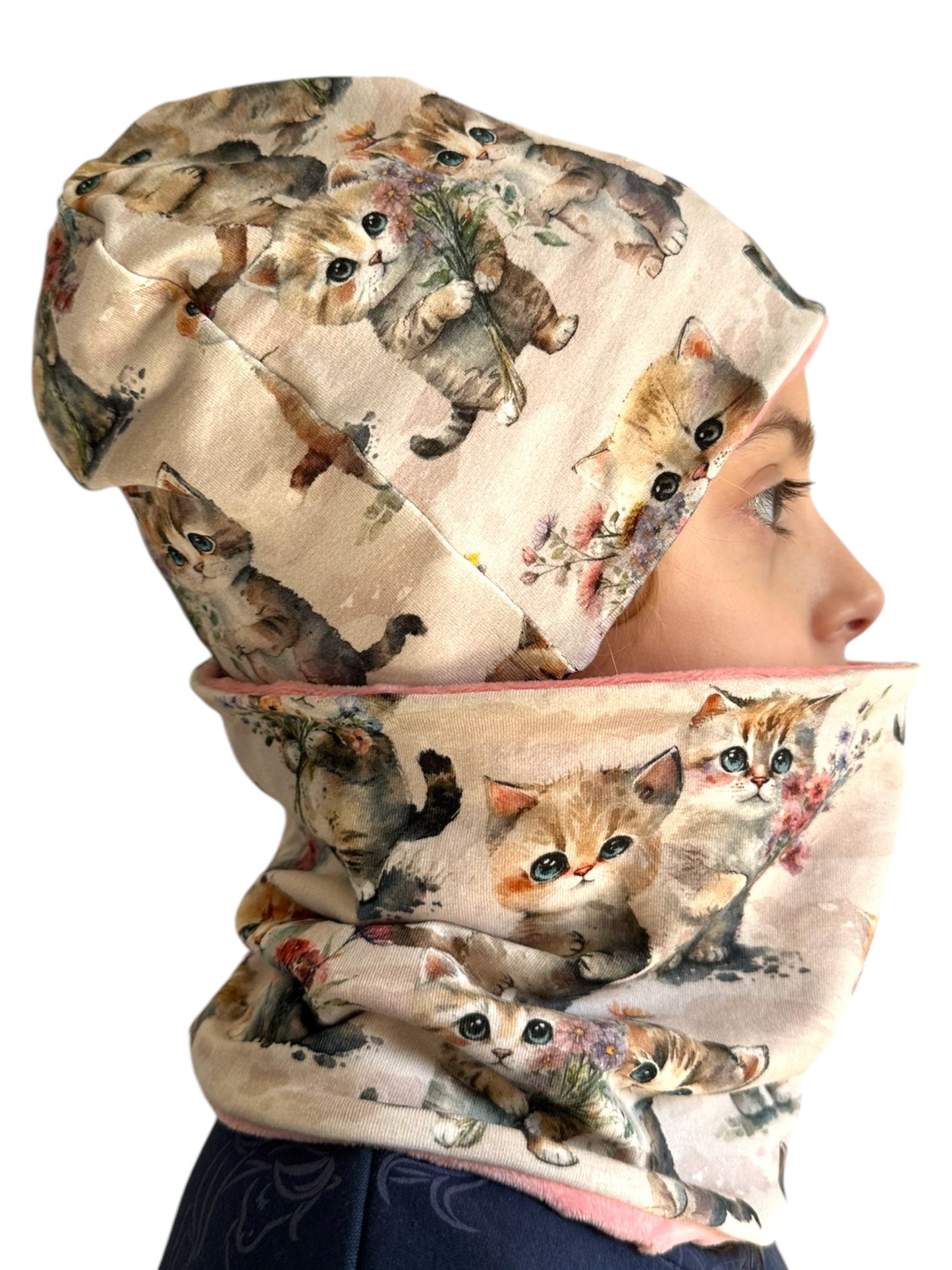 Set Cappello e Scaldacollo Bambina Fatto a Mano in Cotone Certificato