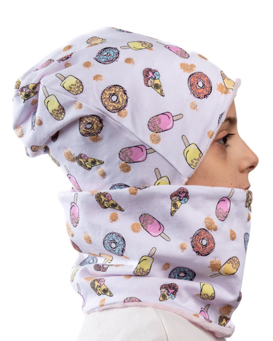 Set Cappello e Scaldacollo Bambina Fatto a Mano in Cotone Certificato