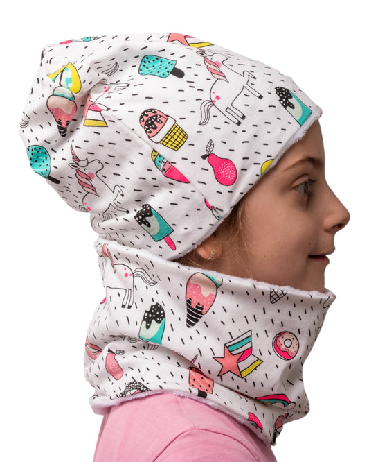 Set Cappello e Scaldacollo Bambina Fatto a Mano in Cotone Certificato