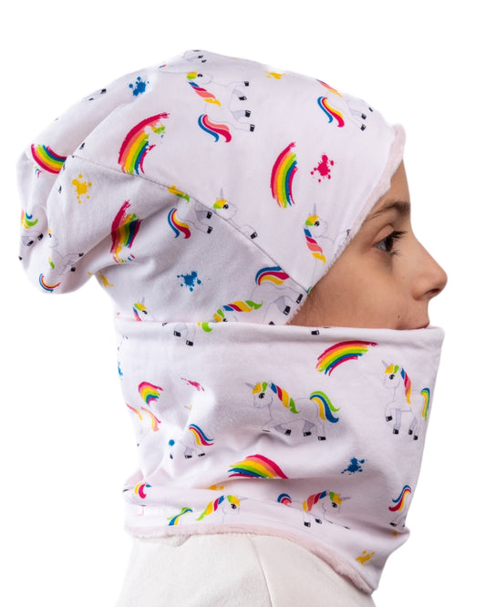 Set Cappello e Scaldacollo Bambina Fatto a Mano in Cotone Certificato