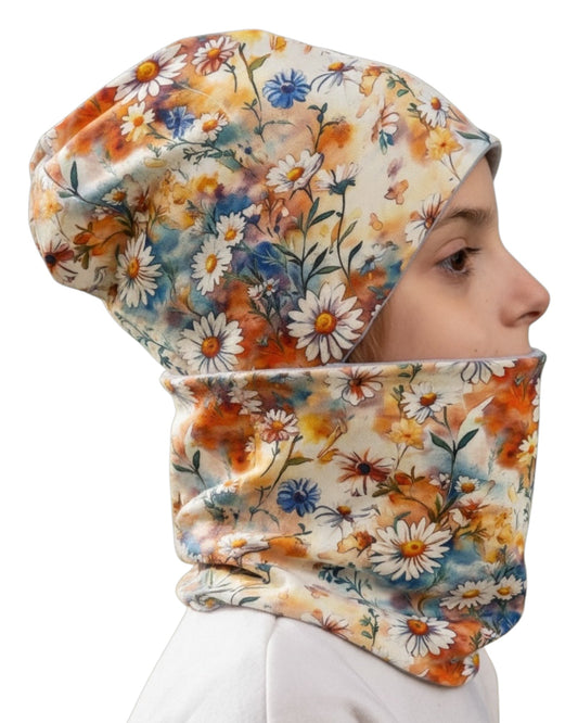 Set Cappello e Scaldacollo Bambina Fatto a Mano in Cotone Certificato