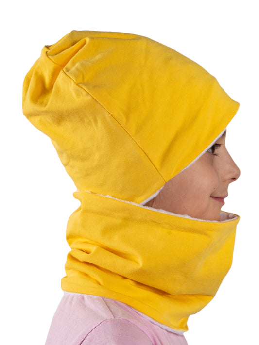 Cappello e scaldacollo unisex giallo
